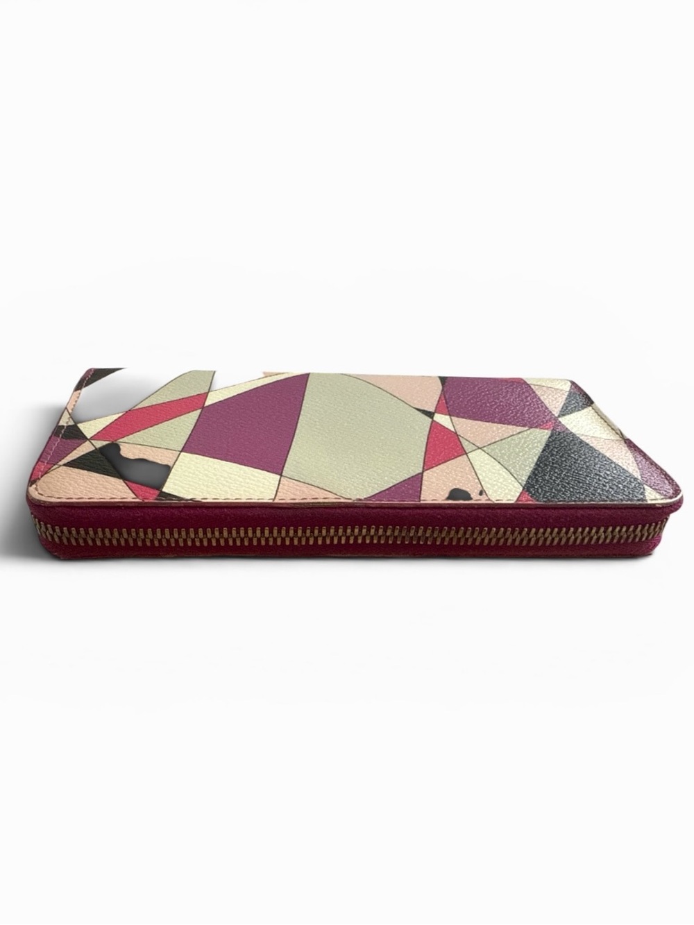 Emilio Pucci Leather Continental Long Zip Wallet Pink Purple Abstract - Picture 3 of 12
